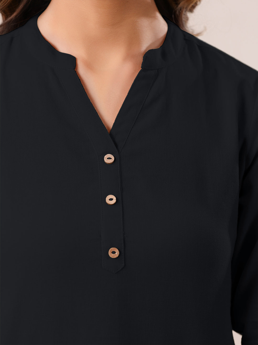 Black Cotton Solid A-line Top - qivii