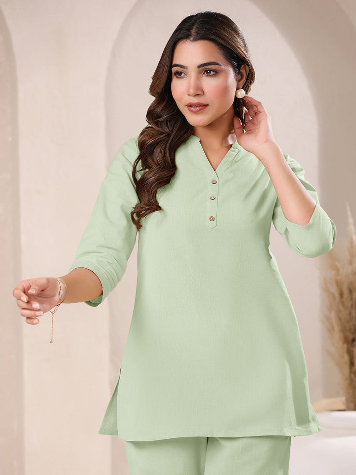 Mint Cotton Solid A-line Top - qivii