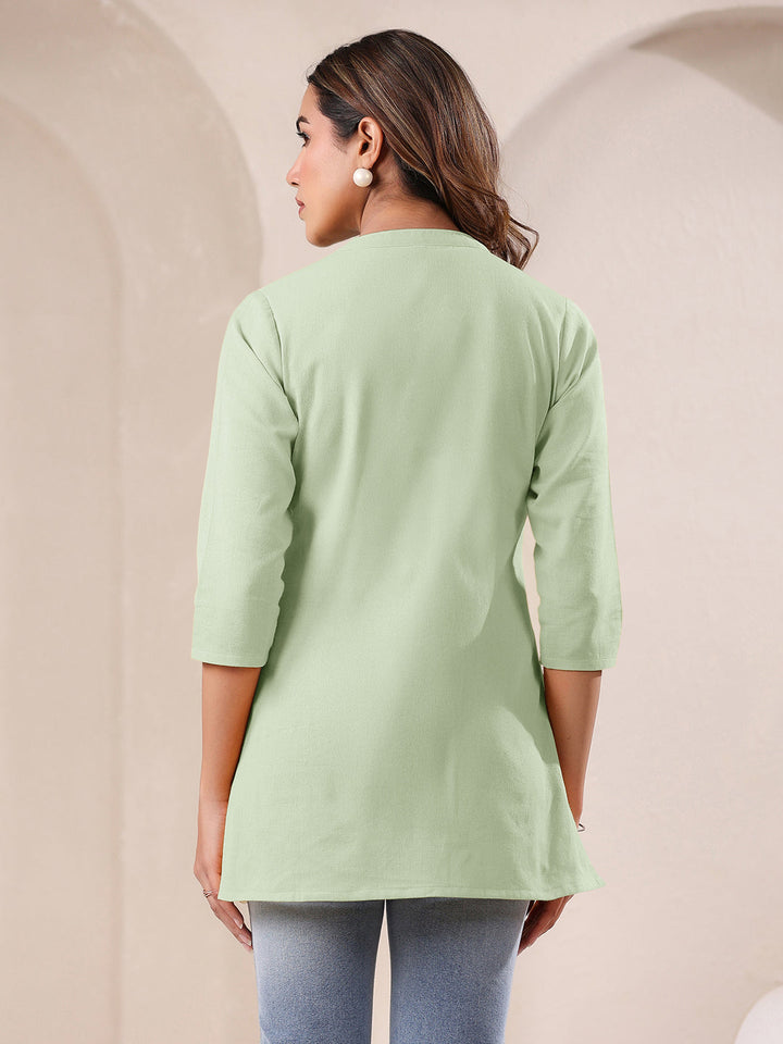 Mint Cotton Solid A-line Top - qivii