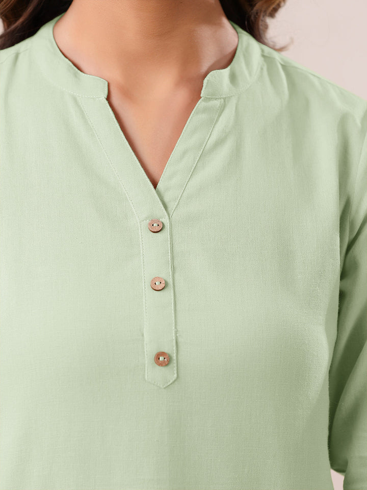 Mint Cotton Solid A-line Top - qivii
