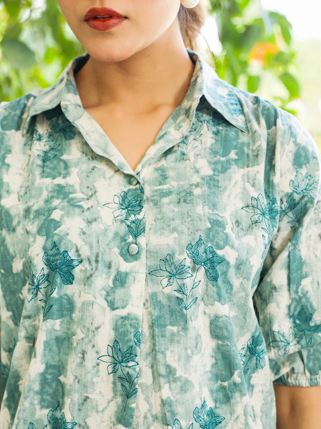 Aqua Pure Cotton Tie & Dye A-line Tunic