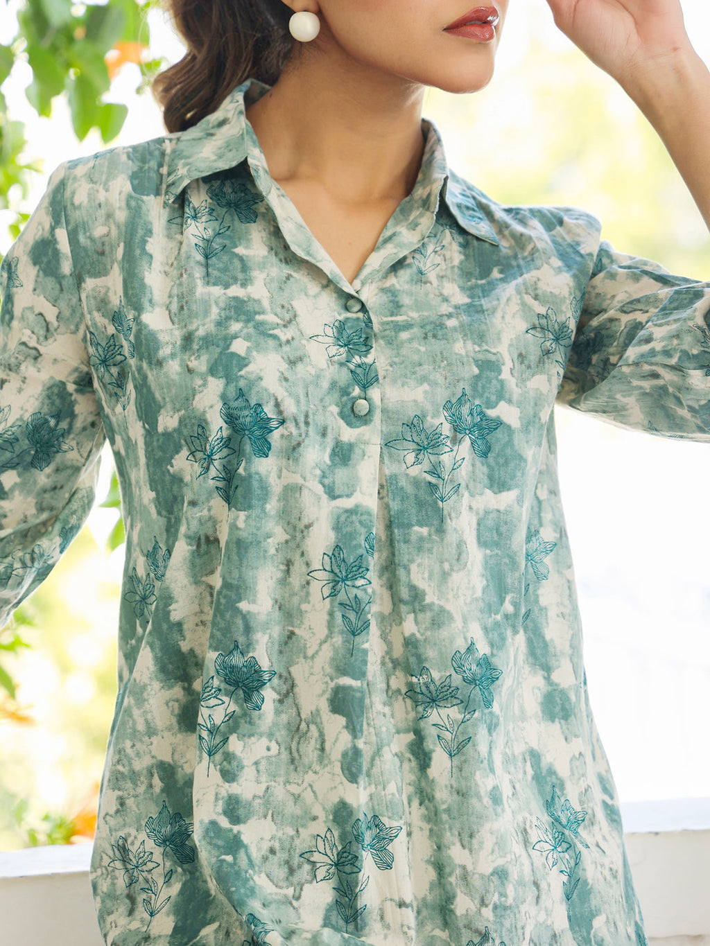 Aqua Pure Cotton Tie & Dye A-line Tunic