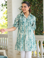 Aqua Pure Cotton Tie & Dye A-line Tunic