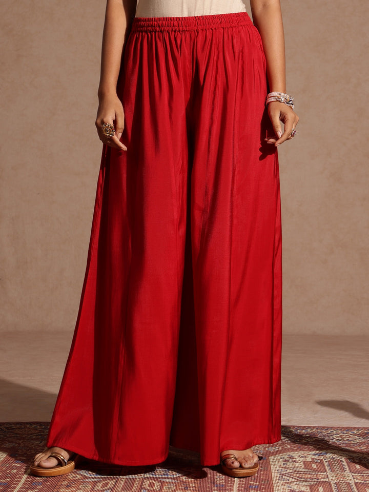 Janasya Women's Maroon Chanderi Silk Embellished Gold Printed Kurta With Sharara & Dupatta Set - qivii