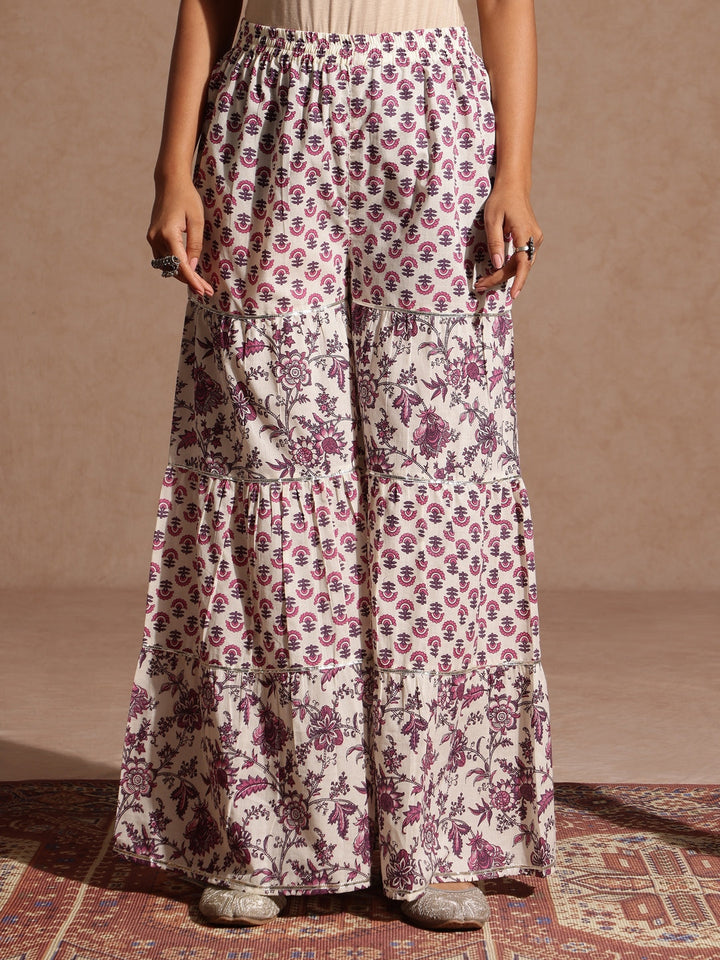 Janasya Women's Purple Pure Cotton Solid Peplum Top With Sharara & Dupatta Set - qivii