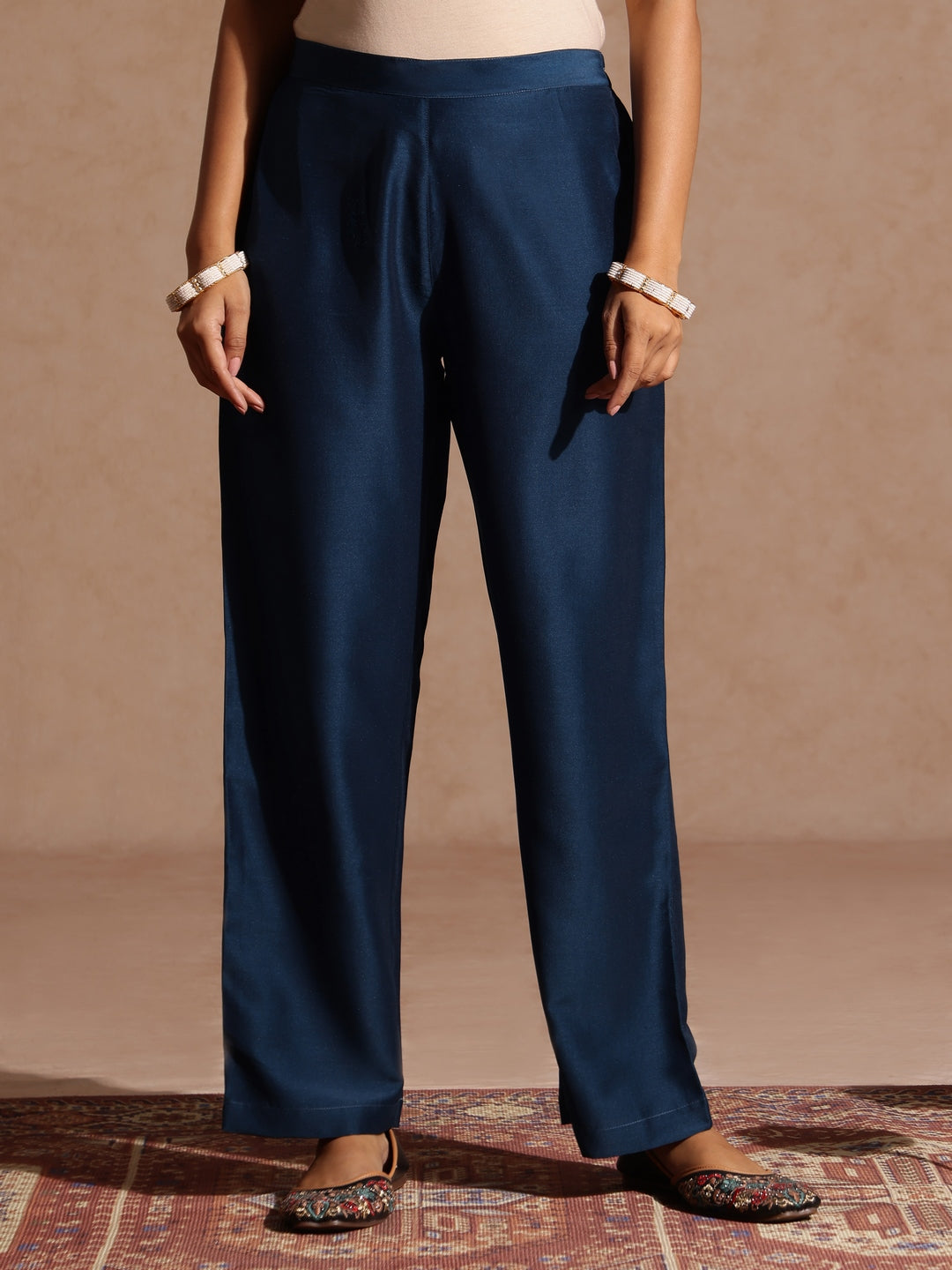 Janasya Women's Teal Blue Silk Blend Zari Embroidered Gold Printed Anarkali Kurta Set - qivii