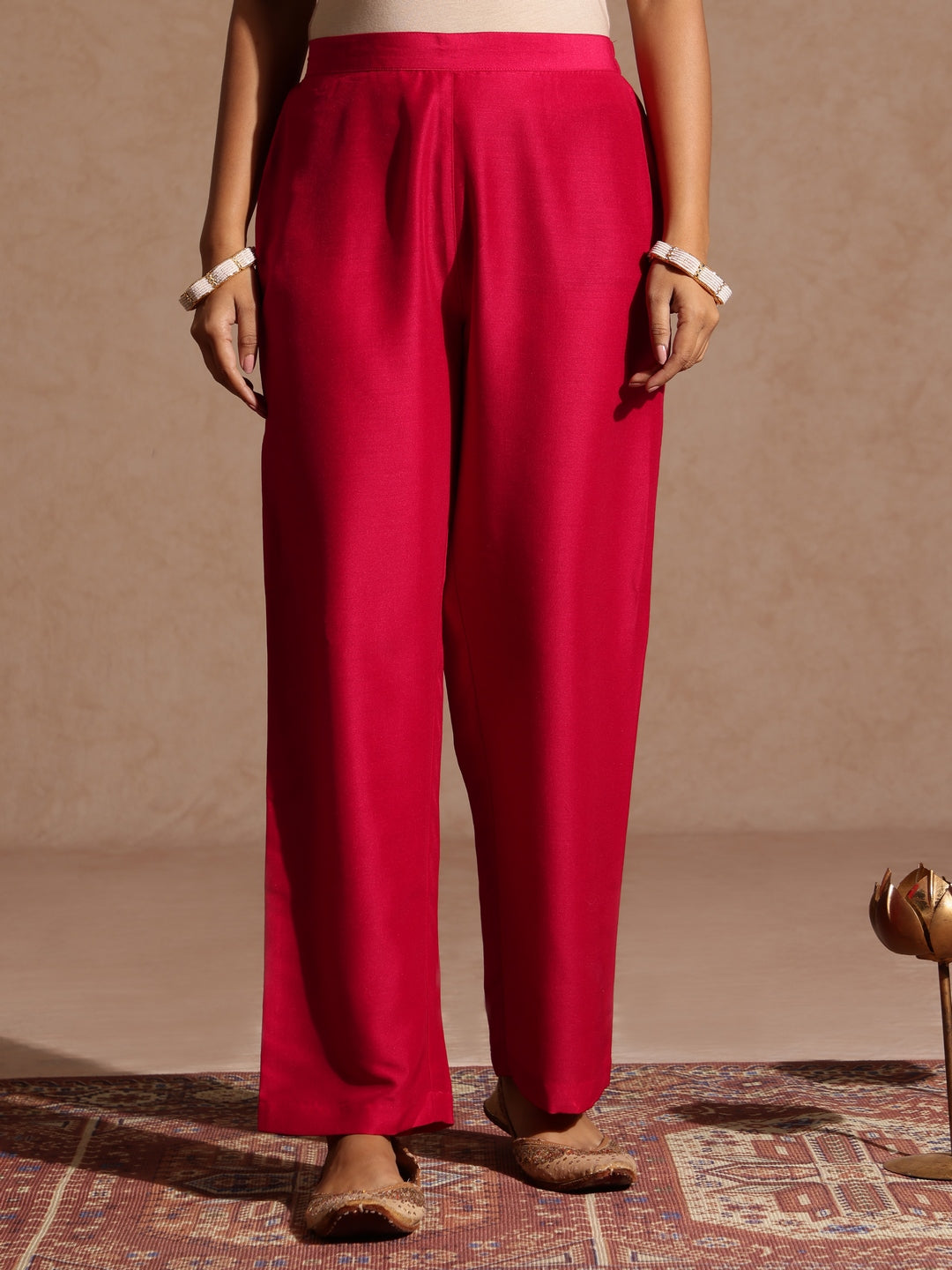 Janasya Women's Pink Silk Blend Zari Yoke Embroidered A-line Kurta Set With Dupatta