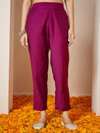 Janasya Women's Pink Silk Blend Embroidered A-line Kurta Set