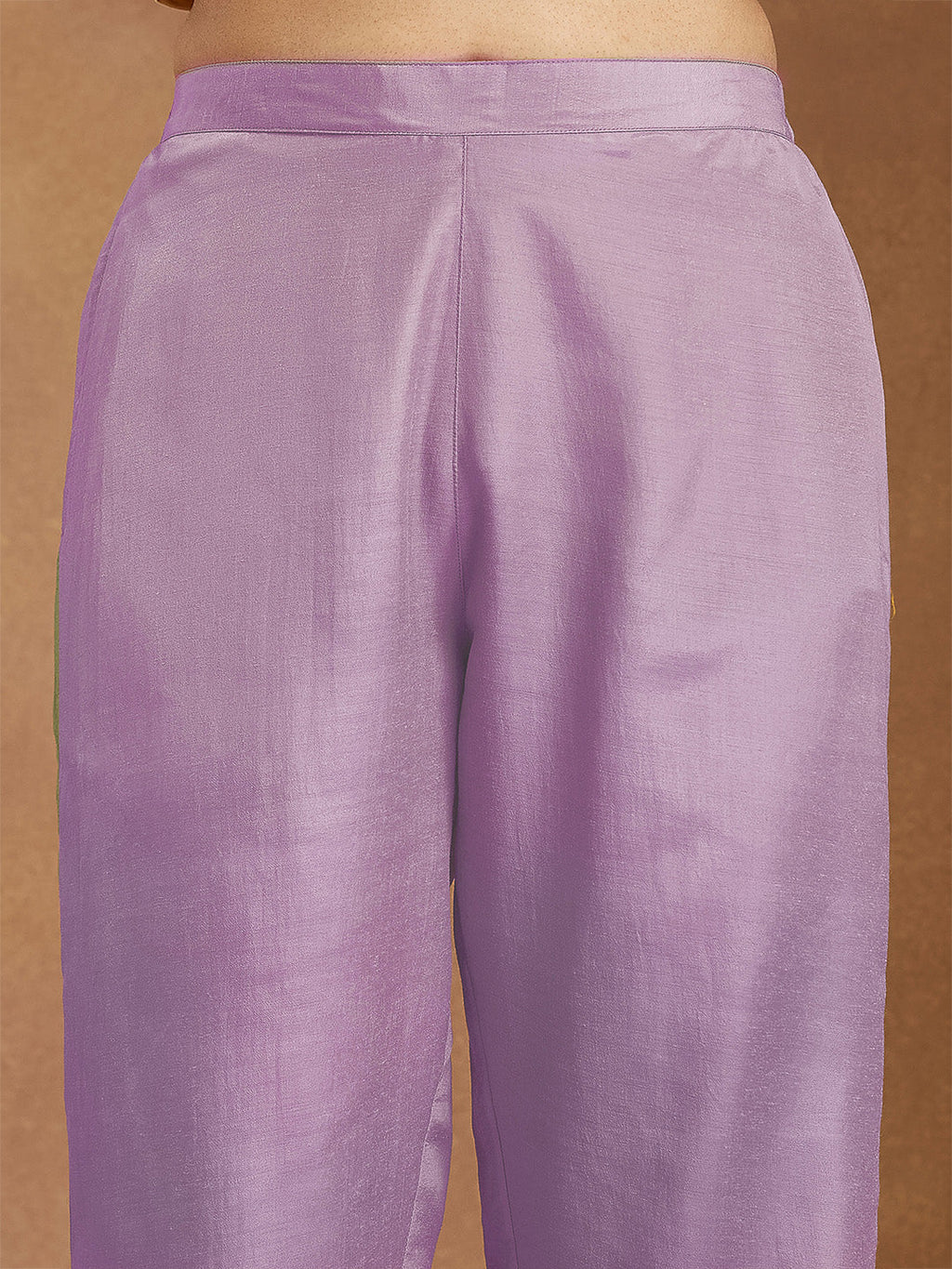 Janasya Women's Lavender Silk Blend Zari Embroidered Straight Kurta Set