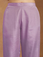 Janasya Women's Lavender Silk Blend Zari Embroidered Straight Kurta Set