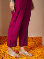 Janasya Women's Pink Silk Blend Embroidered Straight Kurta Set With Dupatta