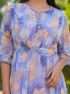 Lavender Georgette Floral Printed A-Line Dress