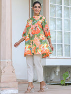 Multicolor Pure Cotton Floral Printed A-line Tunic