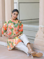 Multicolor Pure Cotton Floral Printed A-line Tunic
