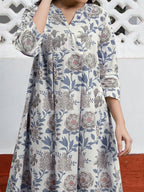 White Pure Cotton Floral Printed Tunic