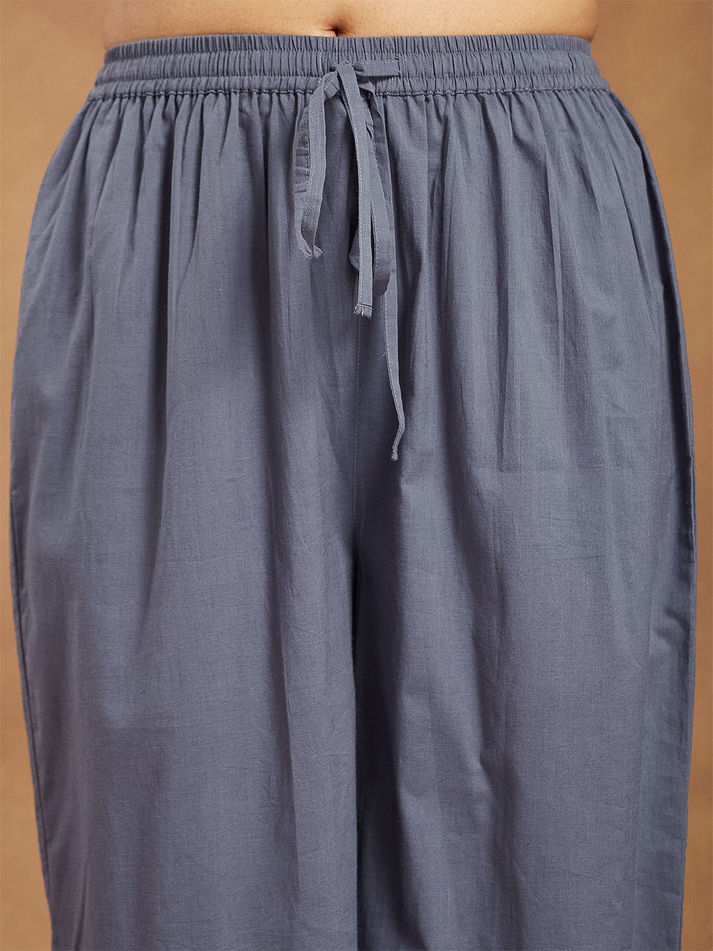 Janasya Women's Red Pure Cotton Floral Printed Anarkali Kurta With Palazzo Set