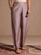 Janasya Women's Brown Silk Blend Embellished Straight Kurta Set