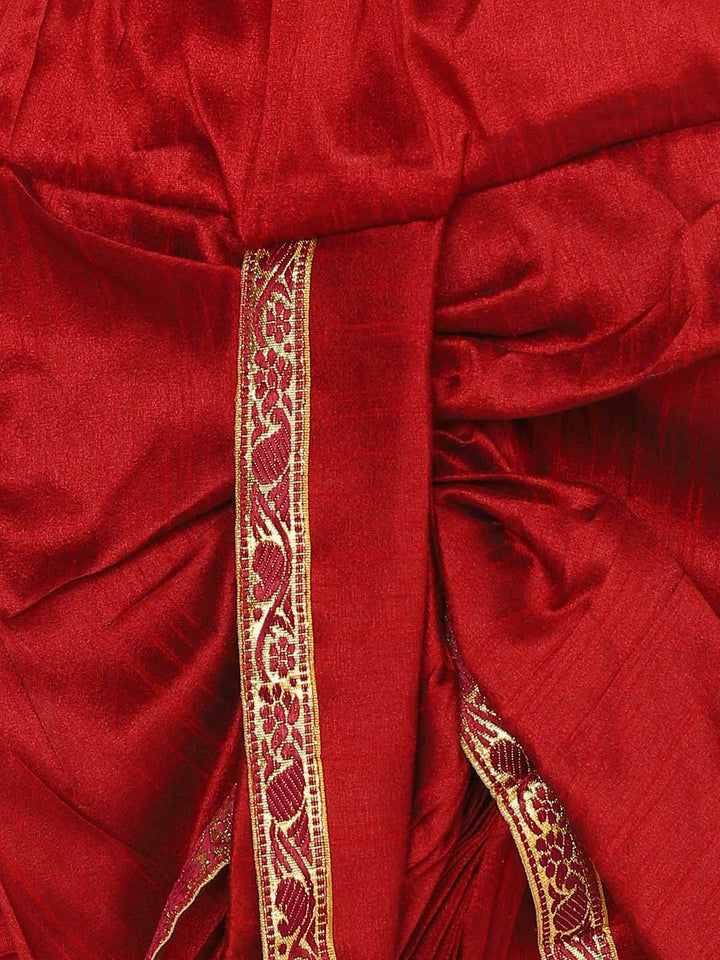 Vastramay Boy's Gold And Maroon Angrakha Kurta and Dhoti Set - qivii