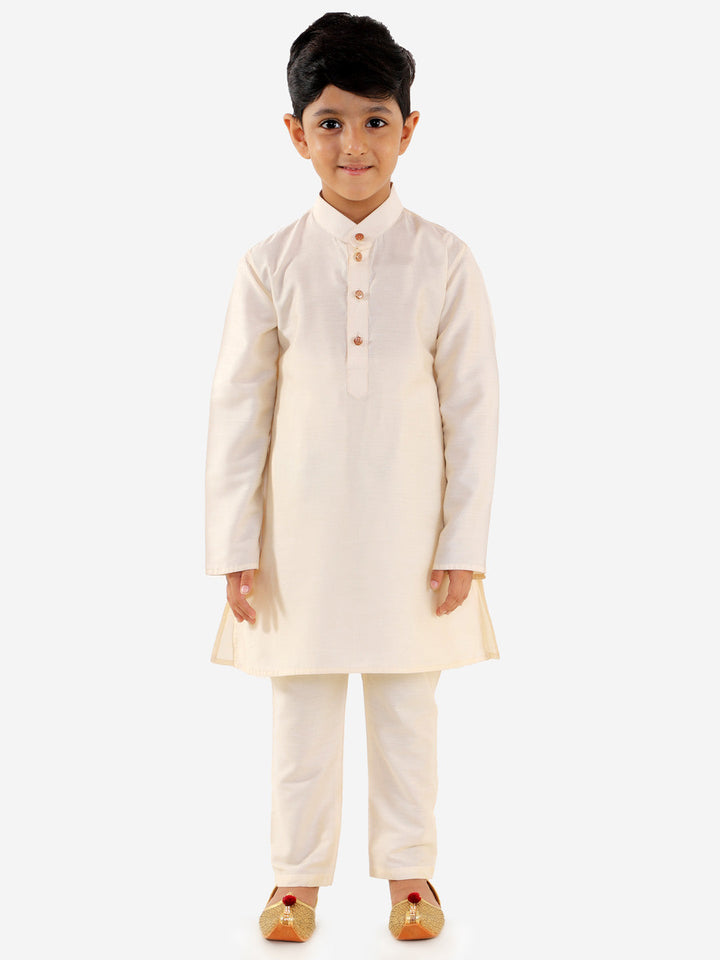 Vastramay Boys' Blue Silk Blend Jacket, Kurta and Pyjama Set - qivii