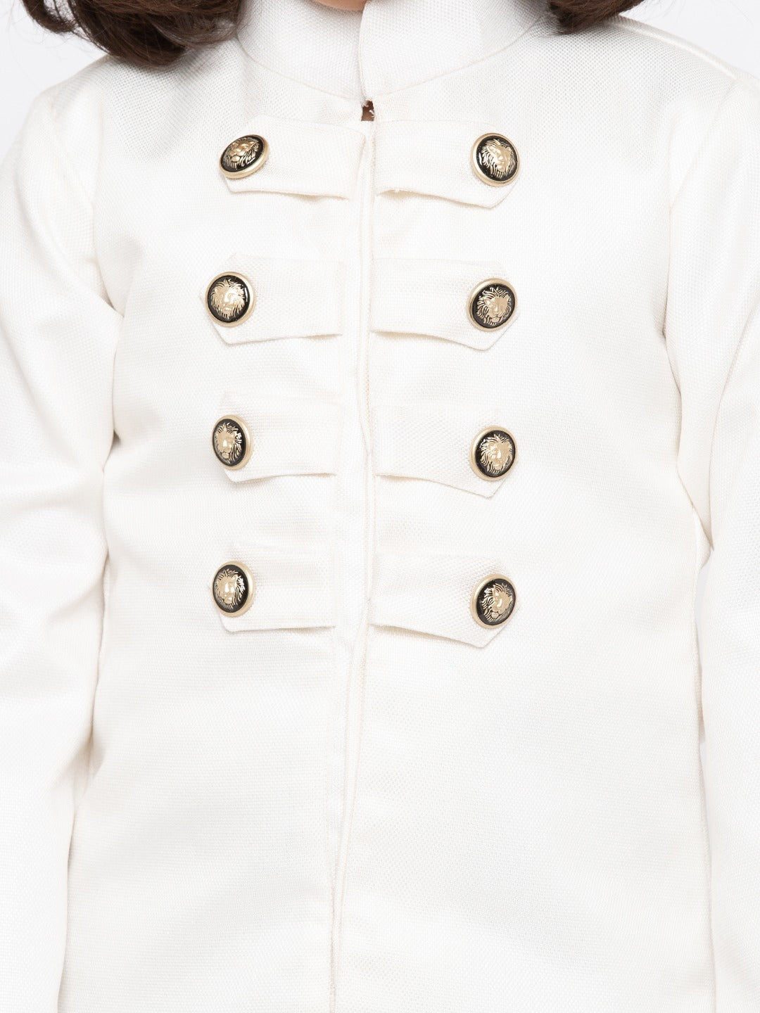 Vastramay Boy's White & Black Solid Slim-Fit Sherwani Set - qivii