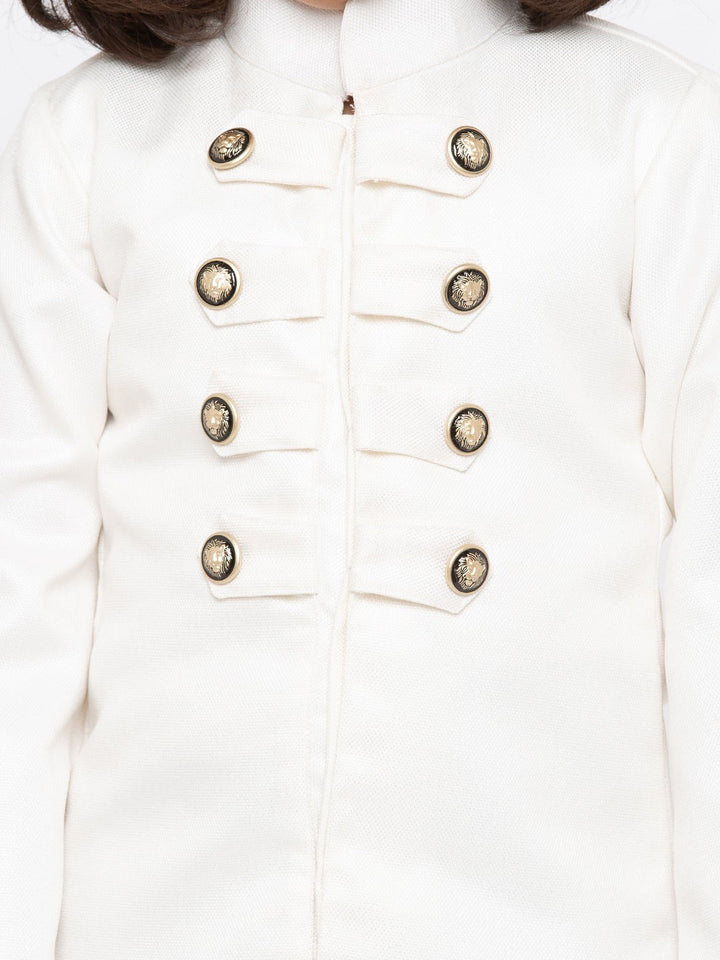 Vastramay Boy's White & Black Solid Slim-Fit Sherwani Set - qivii