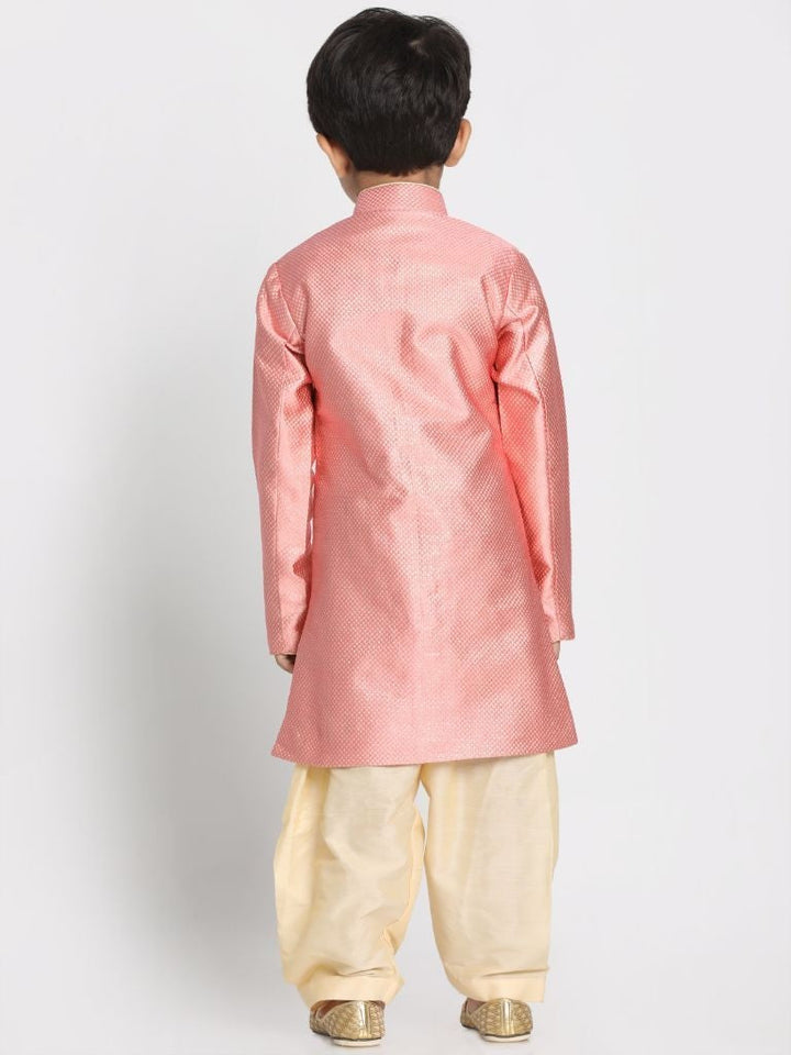 Boys' Pink Jute Silk Blend Sherwani - qivii