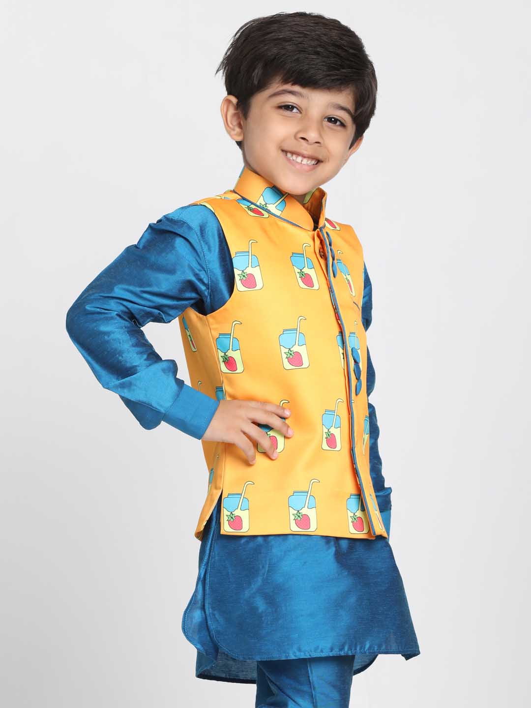 Vastramay Boys' Quirky Print Nehru Jacket - qivii