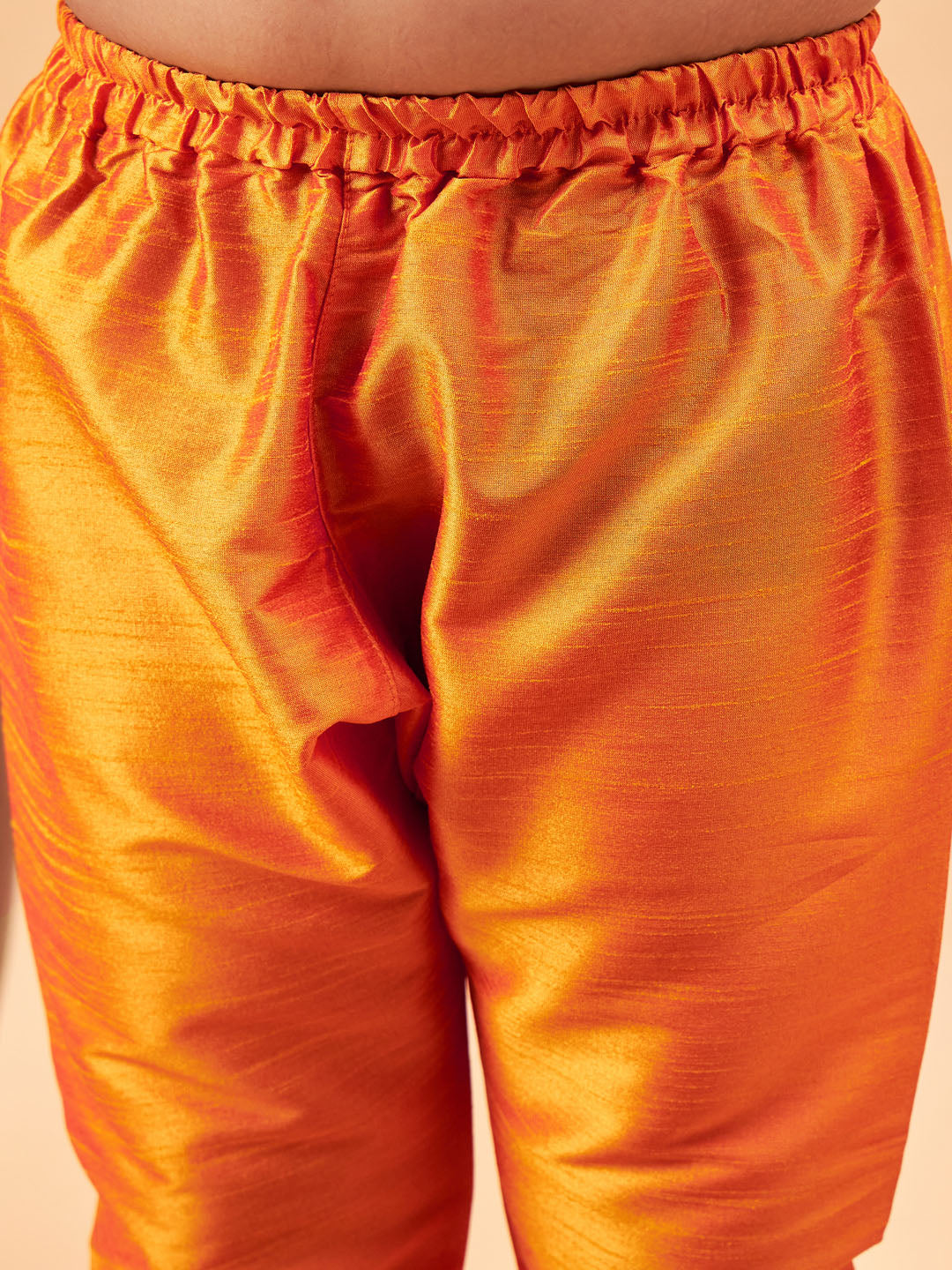 VASTRAMAY Boy's Maroon Nehru Jacket With Orange Kurta And Pyjama Set - qivii