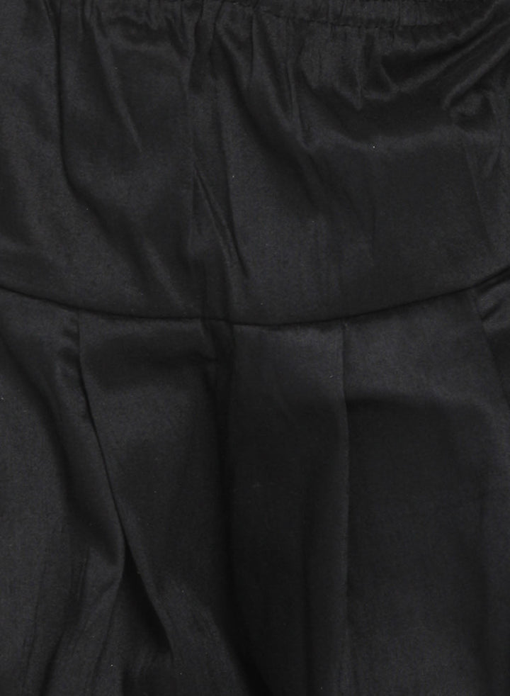 Vastramay Boy's Maroon Embroidered Nehru Jacket With Mustard Kurta And Black Dhoti Set - qivii