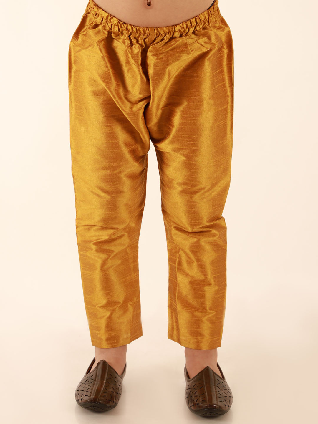 Vastramay Boy's Aqua Floral Printed Nehru Jacket With Mustard Kurta And Pyjama Set - qivii