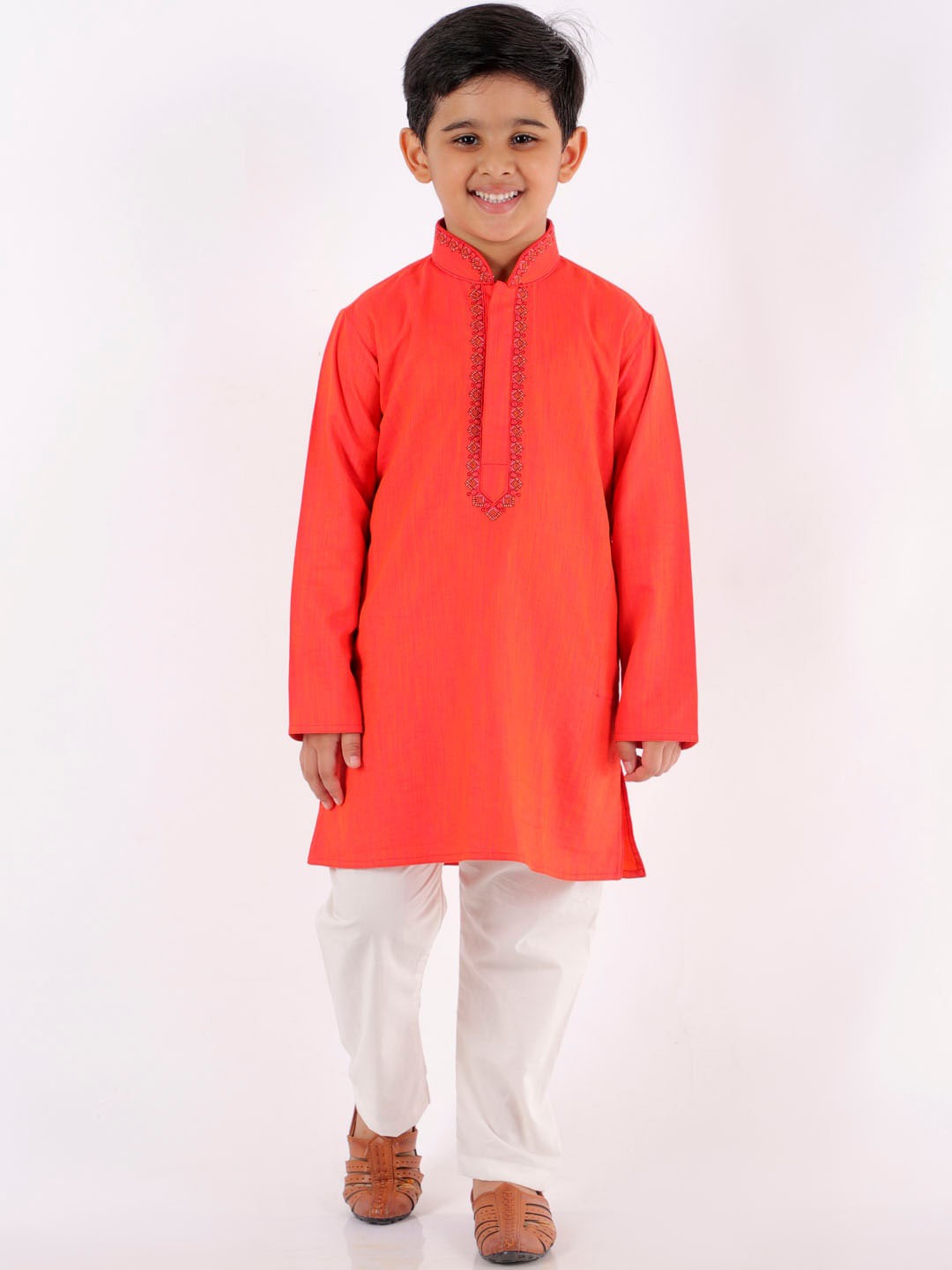 Vastramay Boy's Coral Kurta with Salwar - qivii