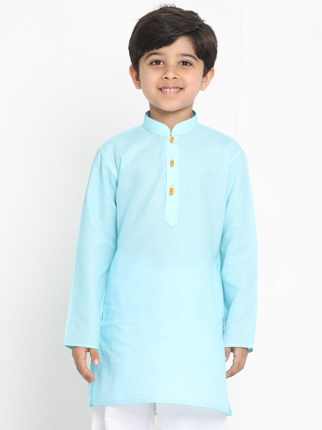 Vastramay Boys Aqua Blue Solid Kurta - qivii