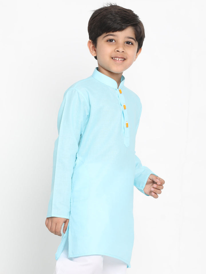 Vastramay Boys Aqua Blue Solid Kurta - qivii