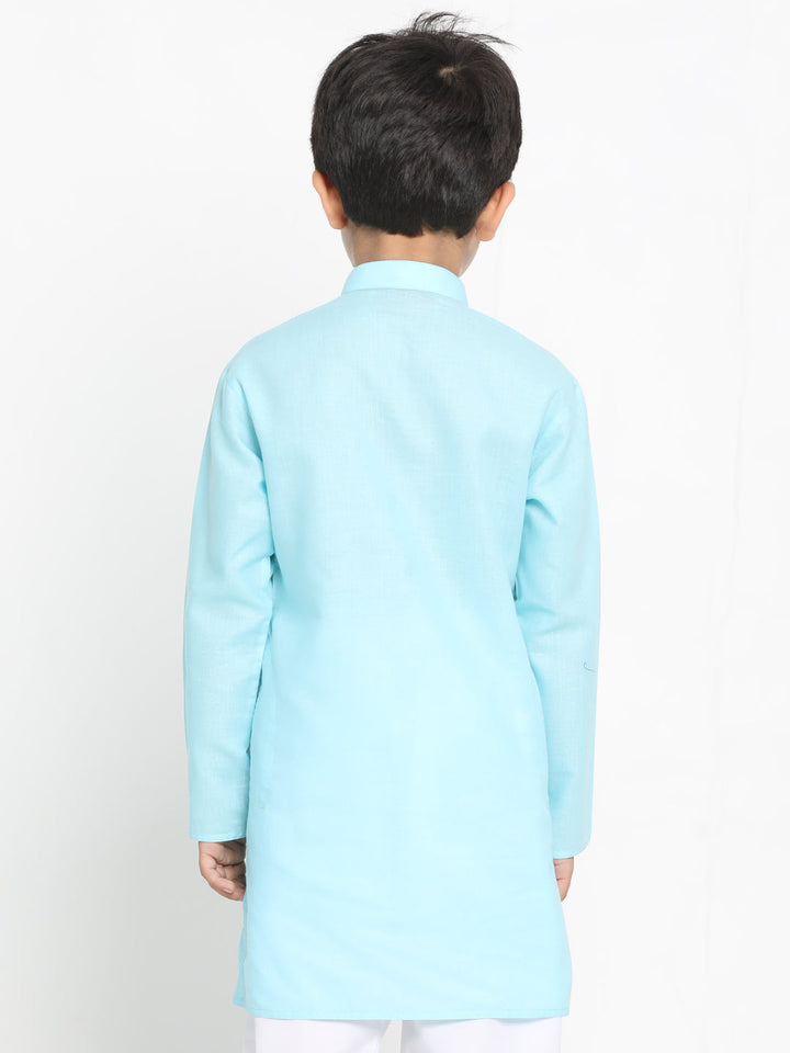 Vastramay Boys Aqua Blue Solid Kurta - qivii