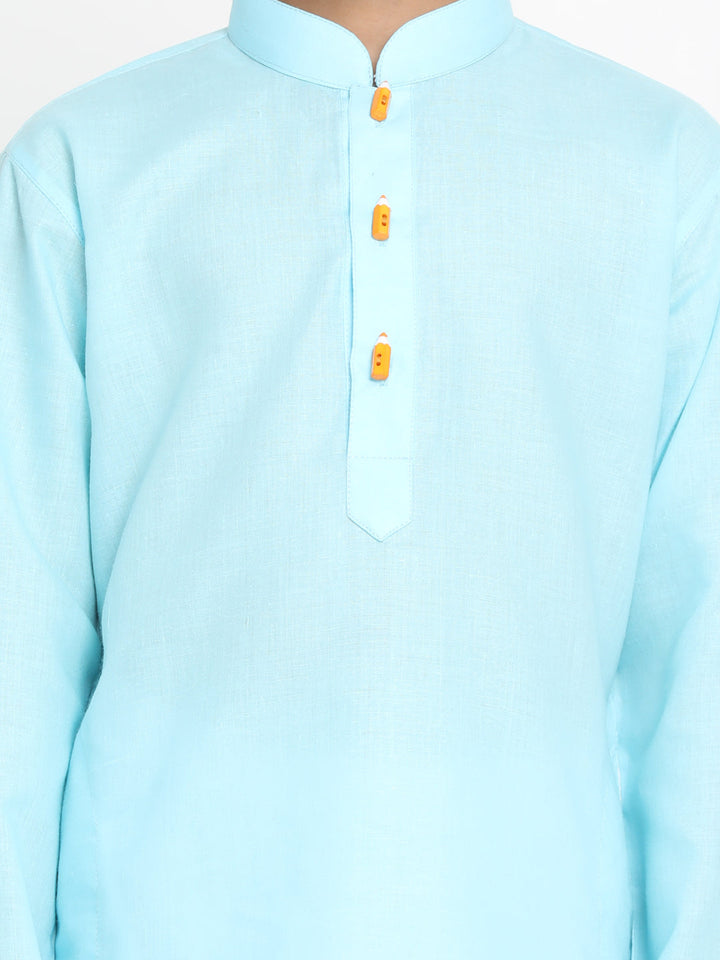 Vastramay Boys Aqua Blue Solid Kurta - qivii