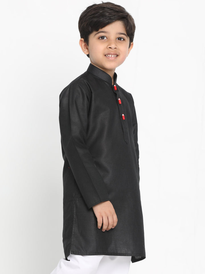 Vastramay Boy's Black Solid Kurta - qivii