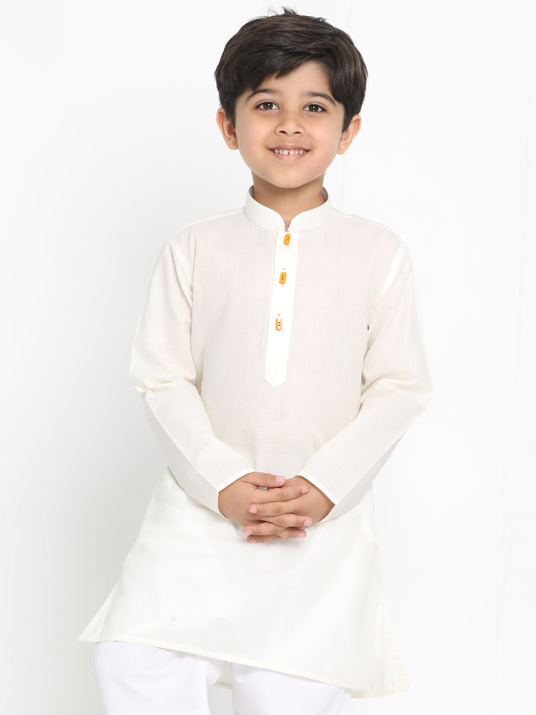 Vastramay Boy's Cream Solid Kurta - qivii