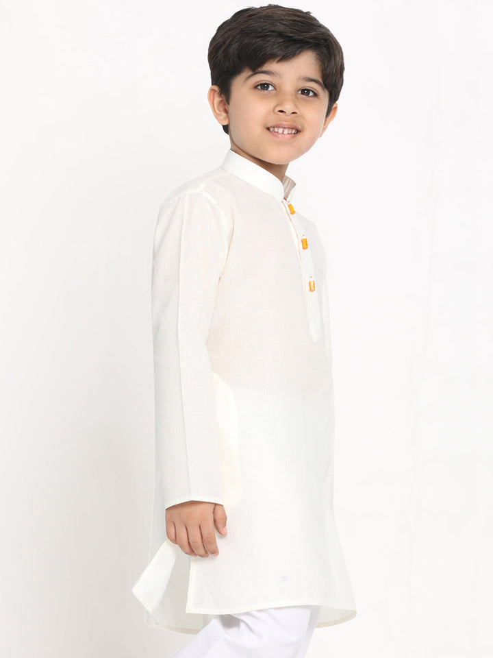 Vastramay Boy's Cream Solid Kurta - qivii