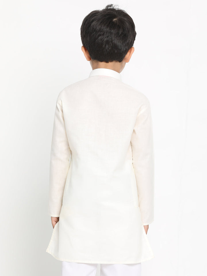 Vastramay Boy's Cream Solid Kurta - qivii