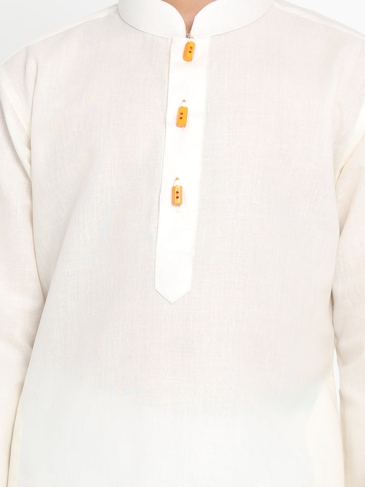 Vastramay Boy's Cream Solid Kurta - qivii