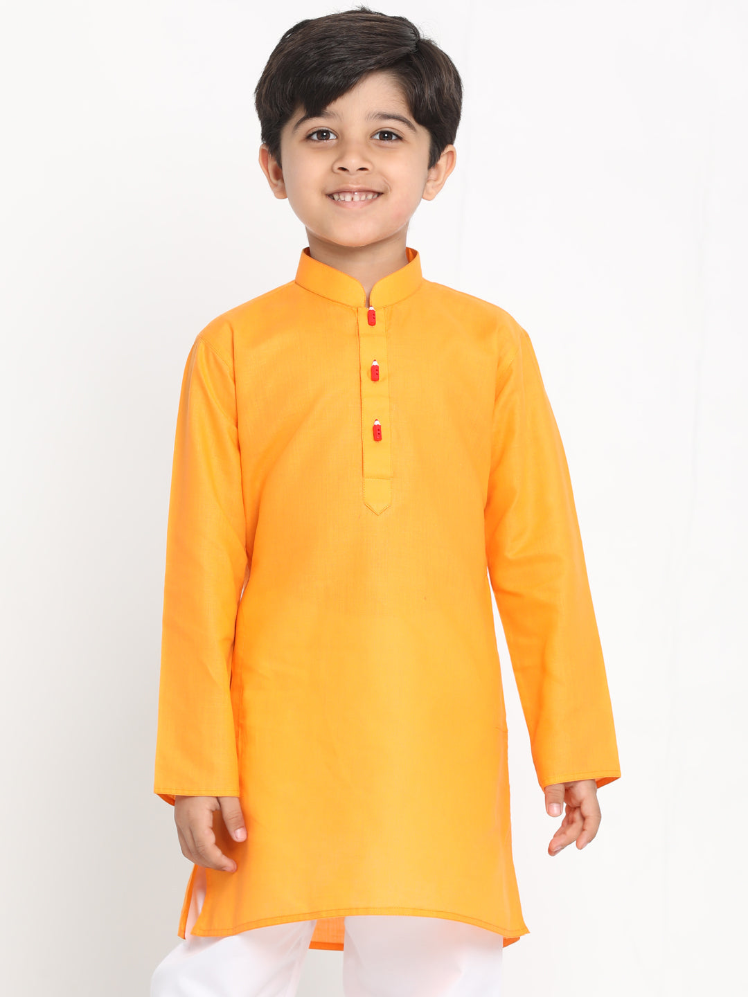 Vastramay Boy's Orange Solid Kurta - qivii