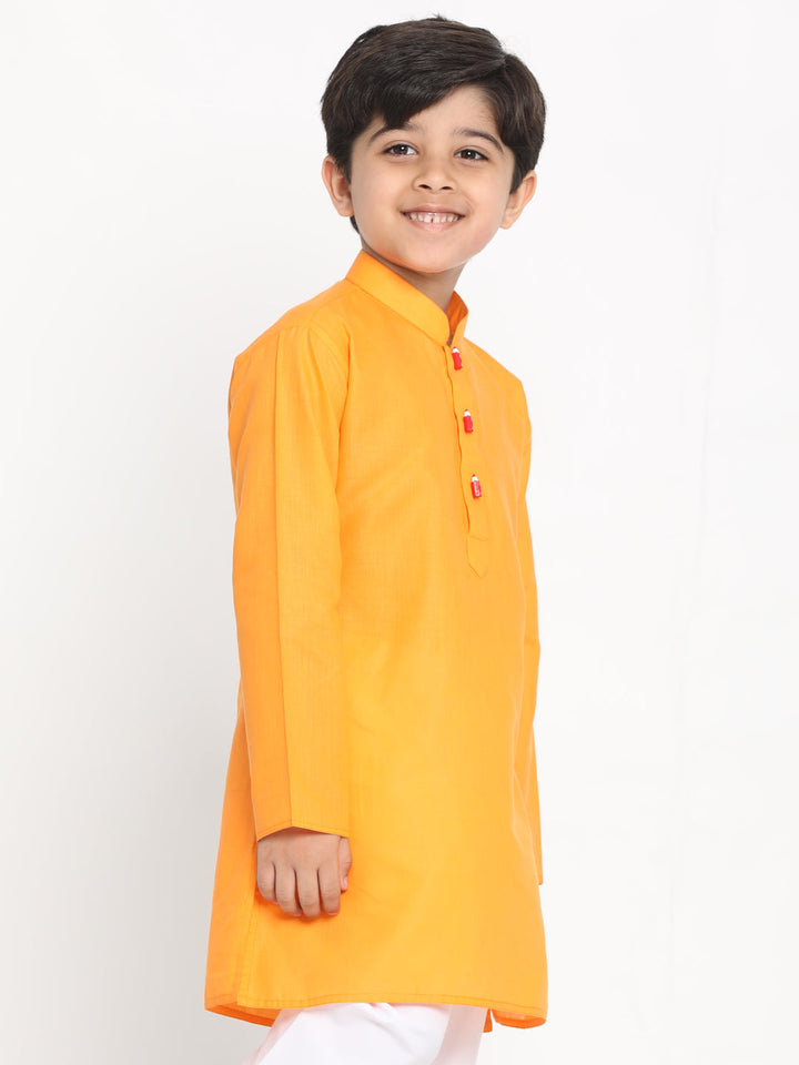 Vastramay Boy's Orange Solid Kurta - qivii