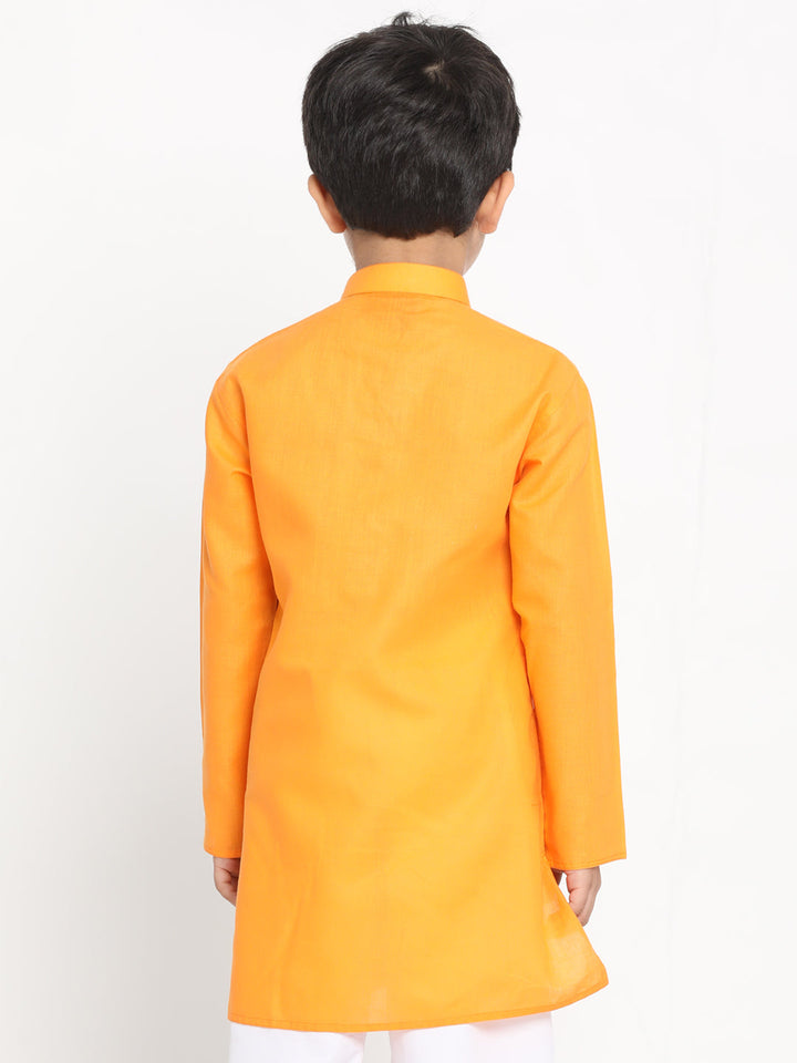 Vastramay Boy's Orange Solid Kurta - qivii