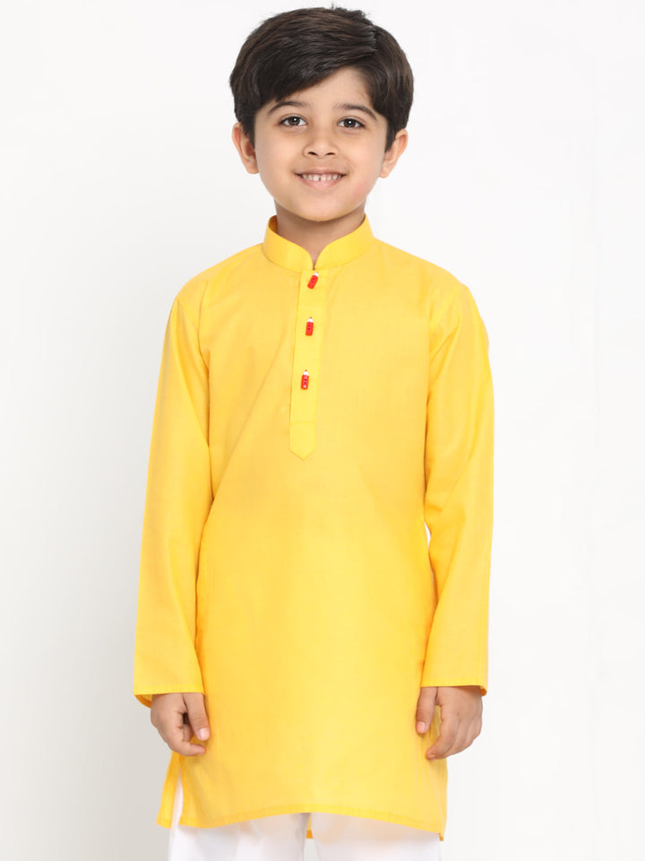 Vastramay Boy's Yellow Solid Kurta - qivii
