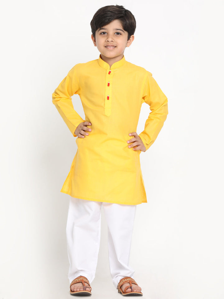 Vastramay Boy's Yellow Solid Kurta - qivii