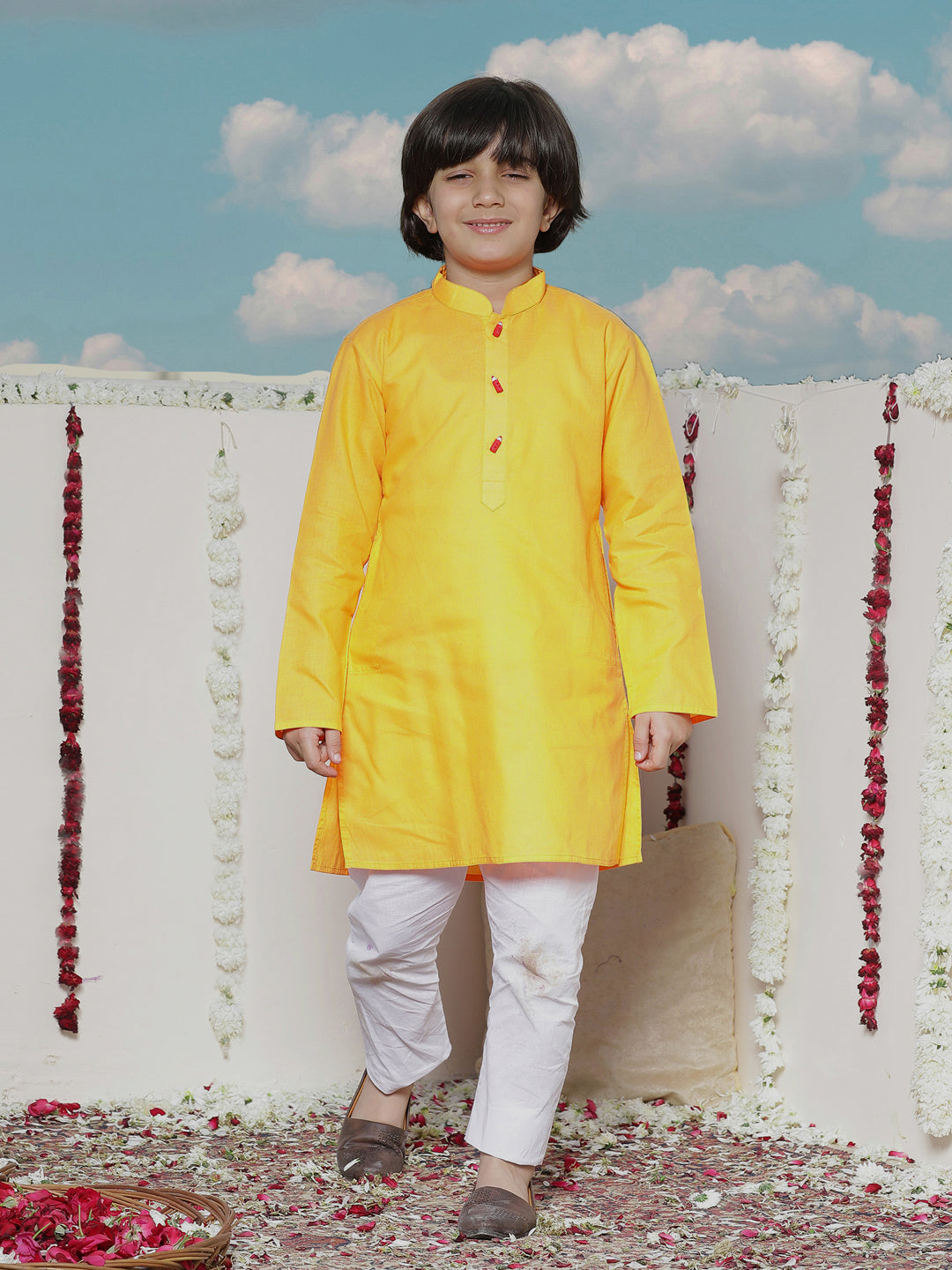 Vastramay Boy's Soft Comfortable Light Weight Cotton Kurta and Pyjama Set - qivii