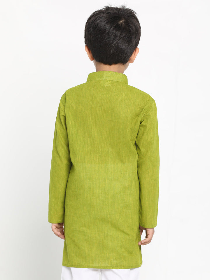 VASTRAMAY Boy's Green Cotton Kurta - qivii