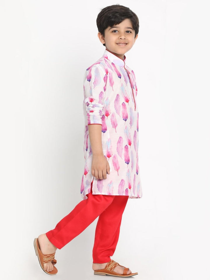 VASTRAMAY Boy's Cotton Silk Digital Printed Kurta and Pyjama Set - qivii
