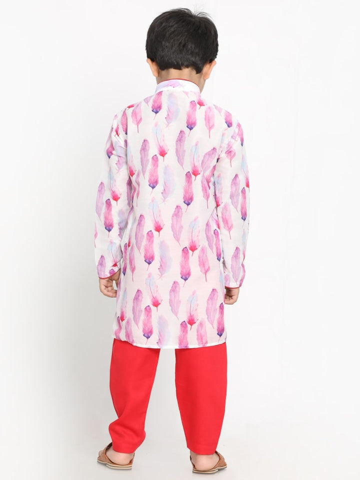 VASTRAMAY Boy's Cotton Silk Digital Printed Kurta and Pyjama Set - qivii