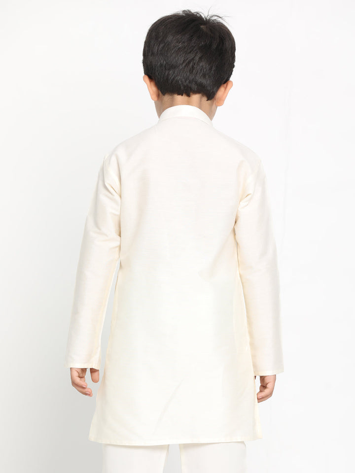 VASTRAMAY Boys Cream-Coloured Kurta - qivii